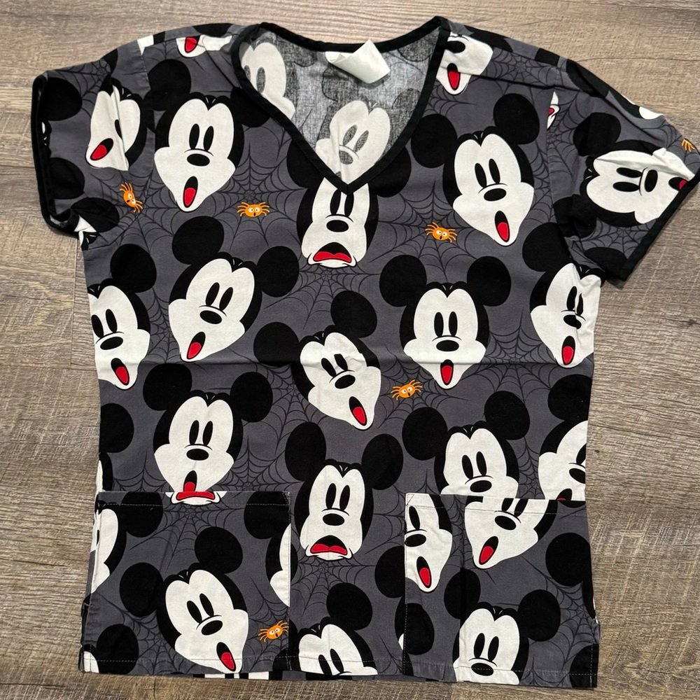 Mickey Mouse Halloween Print Scrub Top